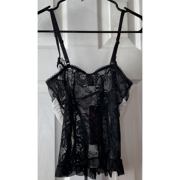 New Romwe Sz 4 Black White Lace Up Bustier Corset Adjustable Straps Y2K Coquette - Picture 8 of 16